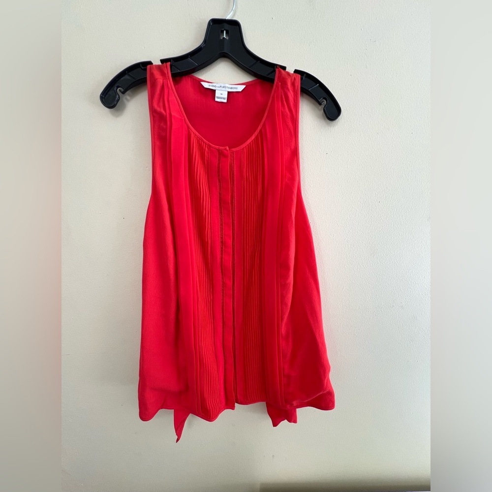 Diane Von Furstenberg Red Asymmetrical Tank Top